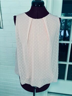 Piazza Italia Woman | Swiss Dot Sleeveless Blouse | Blush Pink |Italy | Size L